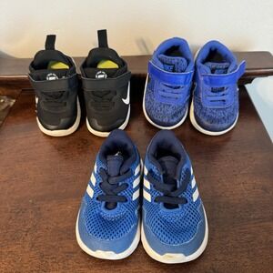 3 Pair 4C, 4K Adidas/Nike Infant Shoes Lot of White, Blue, Black